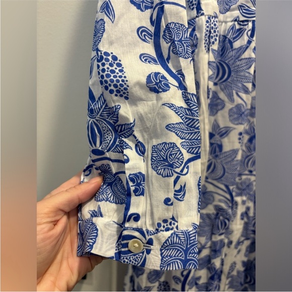 Tuckernuck Ro's Garden Bluefanny Rio Maxi Midi Dress Long Sleeve Boho blue white - Picture 16 of 16